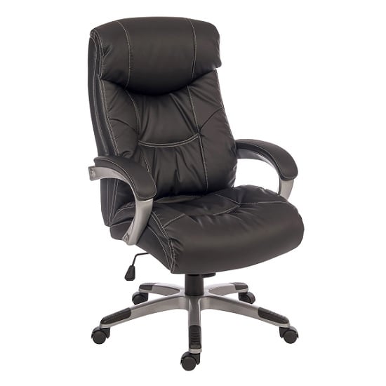 Stratos Executive Office Chair In Black Faux Leather | TheDeskDen.co.uk