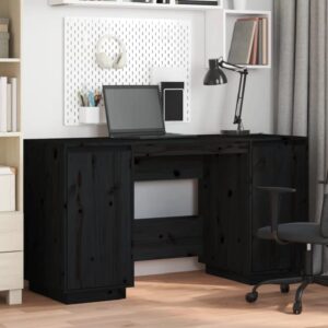 Kitimat Wooden Laptop Desk With 2 Doors In Black