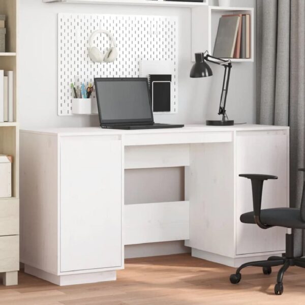 Kitimat Wooden Laptop Desk With 2 Doors In White