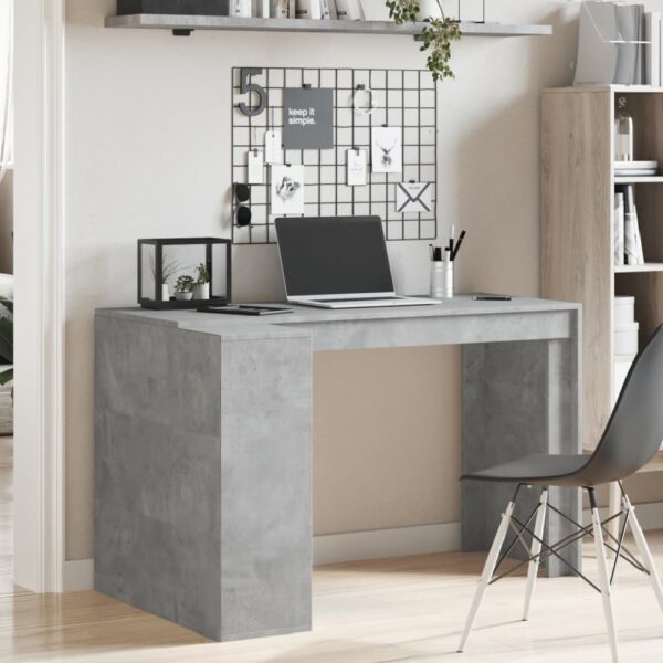 Kokomo Wooden Laptop Desk With 4 Shelves In Concrete Grey