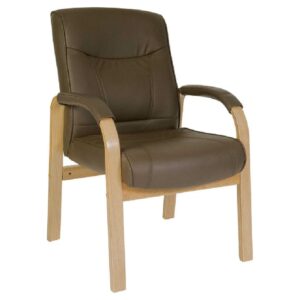 Ramsey Leather Home And Office Chair With Oak Legs In Brown