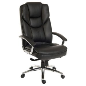 Seattle Leather Home And Office Chair With Chrome Base In Black