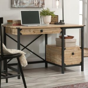 Solvang Wooden Laptop Desk With 2 Drawers In Milled Mesquite