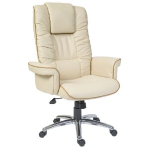 Welch Leather Home And Office Chair With Chrome Base In Cream