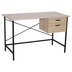 Avoch Wooden Laptop Desk With 2 Drawers In Oak And Black