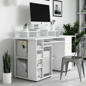 Drake Wooden Laptop Desk With 1 Drawer In White