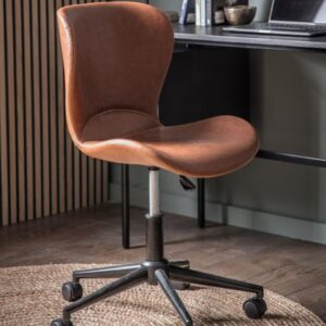 Mandal Swivel Faux Leather Home And Office Chair In Brown