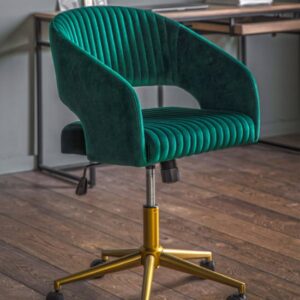 Marry Velvet Swivel Home And Office Chair In Green