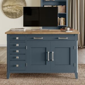 Sanford Wooden Hidden Home Office Computer Desk In Blue